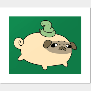 Chubby Pug and Little Snake Posters and Art